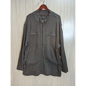 SYNRGY Black Men's jacket Big And Tall  Size 2XL XXL Full Zip Cotton Mock Neck